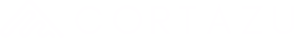 Stylized white mountain logo next to the word CORTAZU in bold uppercase block letters on a black background.