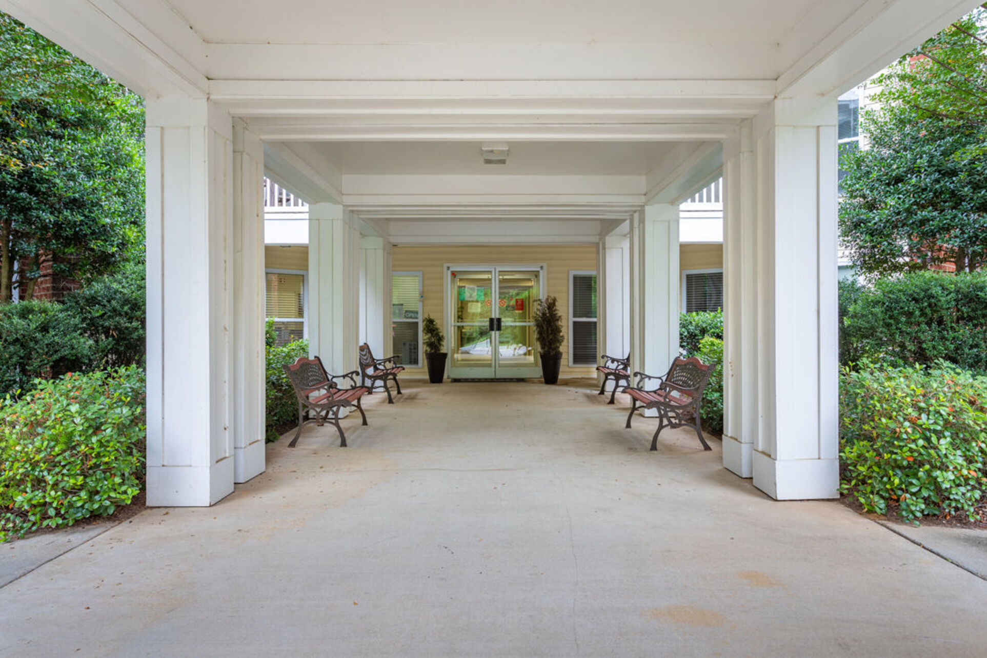 Covered Walkway with benches
