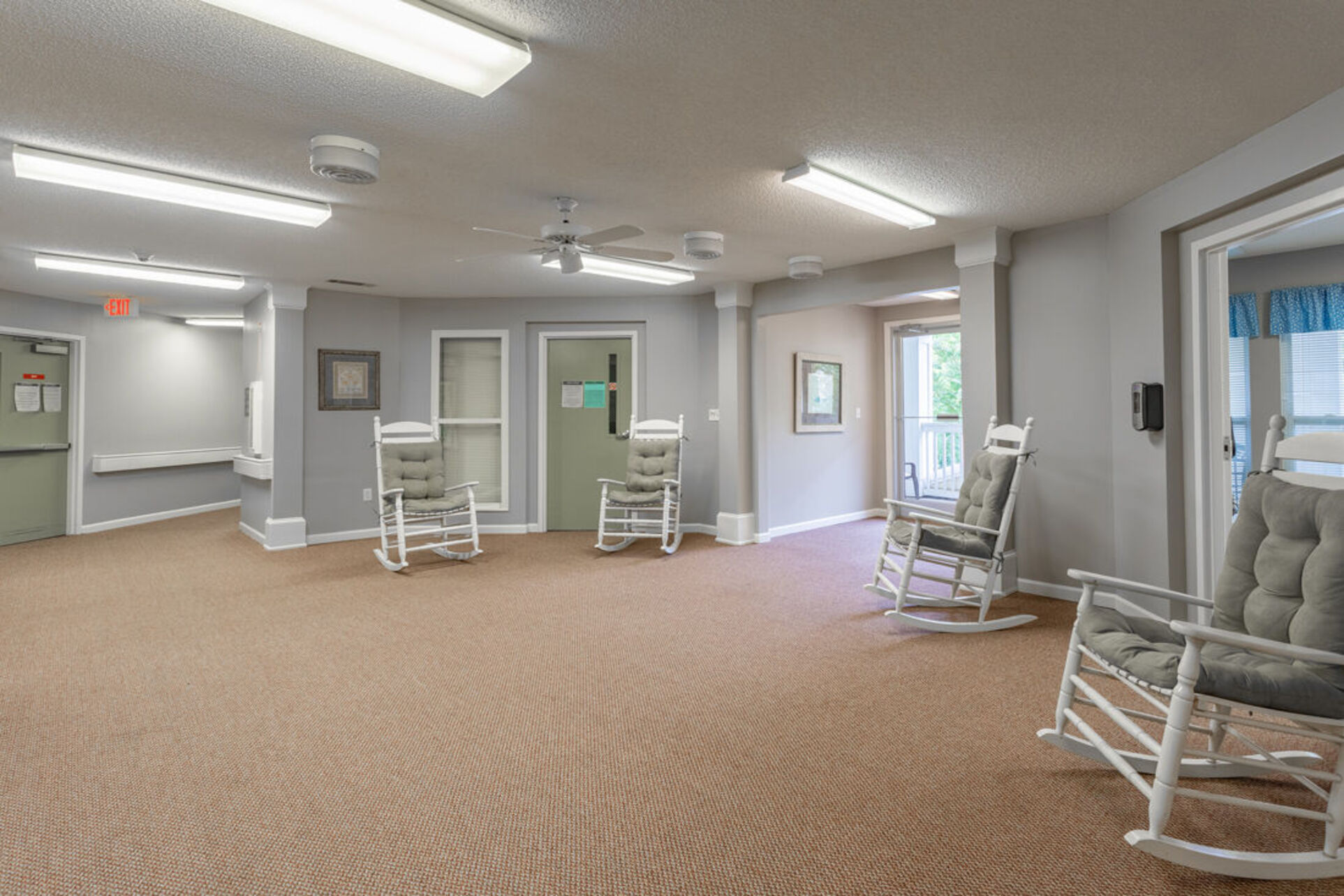 Community room with rocking chairs