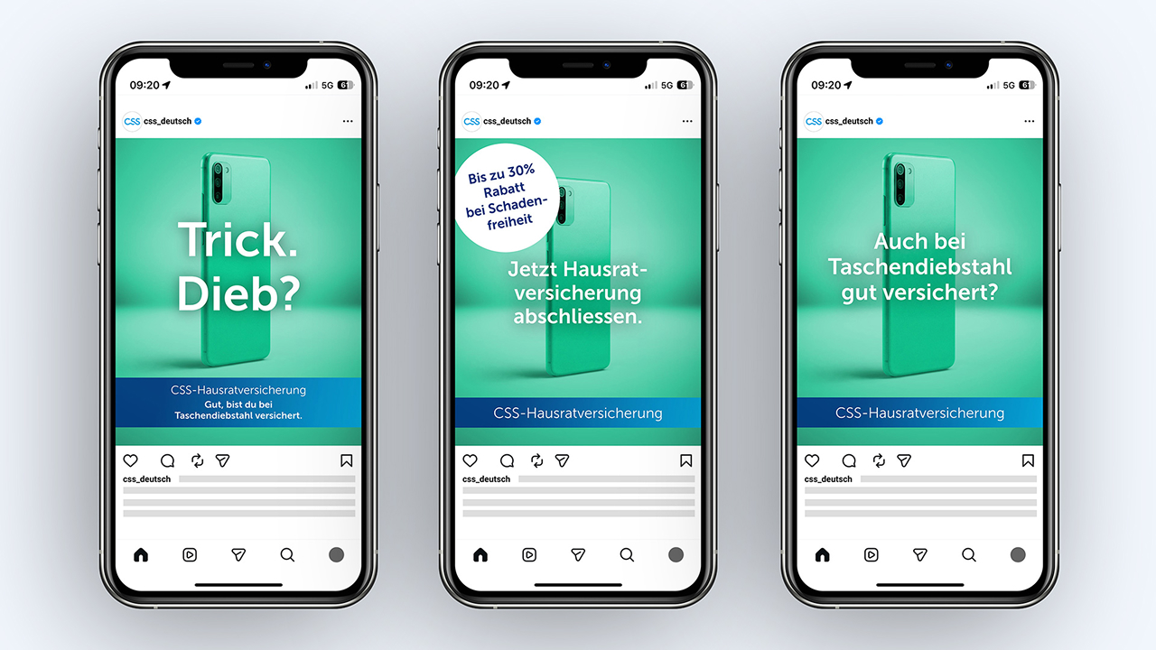 Full-Funnel für die CSS Sachversicherungs-Kampagne in vier Sprachen