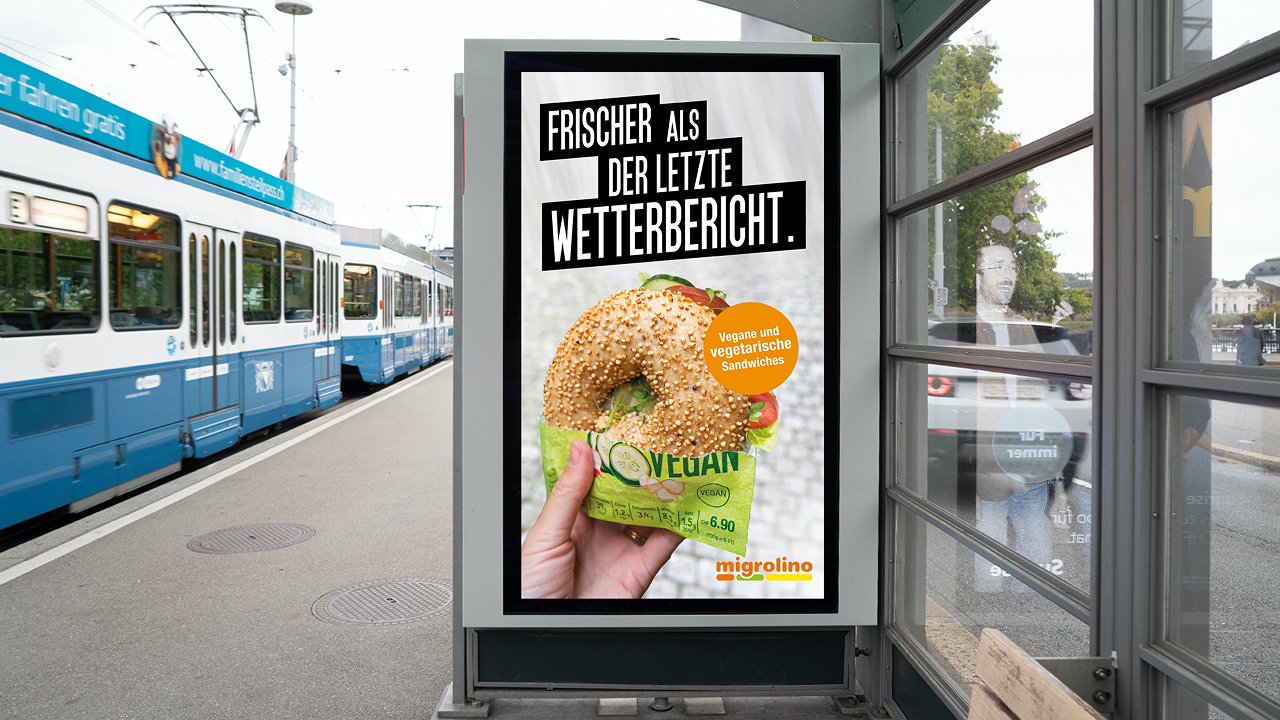 Beispiel einer dynamisch generierten Migrolino-Anzeige mit ortsbasierter Headline