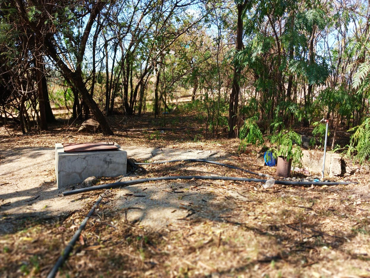 The water source and holding tank that supply the program