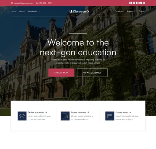 Classroom X - Home Page - Home Page - University Webflow Template 