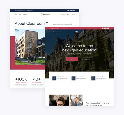 Classroom X - Pages Included - Home Page - University Webflow Template