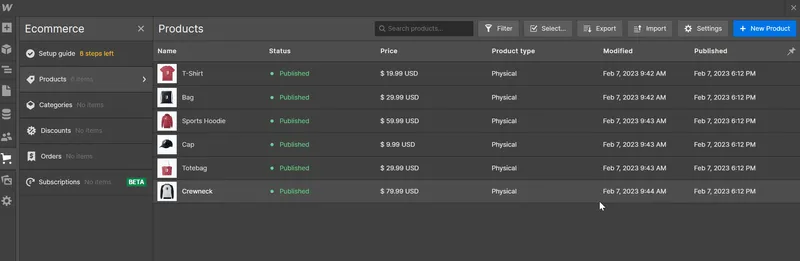 Ecommerce Collection - Classroom X Webflow Template