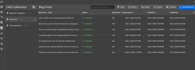CMS Collection - Classroom X Webflow Template