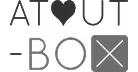 Logo ATOUT BOX avec un cœur remplaçant la lettre O.