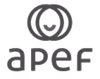 Logo de l'APEF avec un cercle ouvert contenant une forme de sourire et le texte 'apef' en dessous.