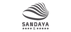 Logo de Sandaya avec un motif de vague stylisée au-dessus du nom.
