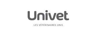 Logo Univet avec le texte "Real Vision Easy Life" en dessous.
