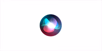 Icône de Siri d'Apple avec sphère multicolore sur fond blanc.