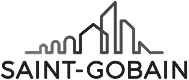Logo de la société Saint-Gobain avec une silhouette de ville stylisée au-dessus du nom.
