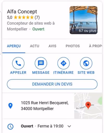 Bouton message demander un devis