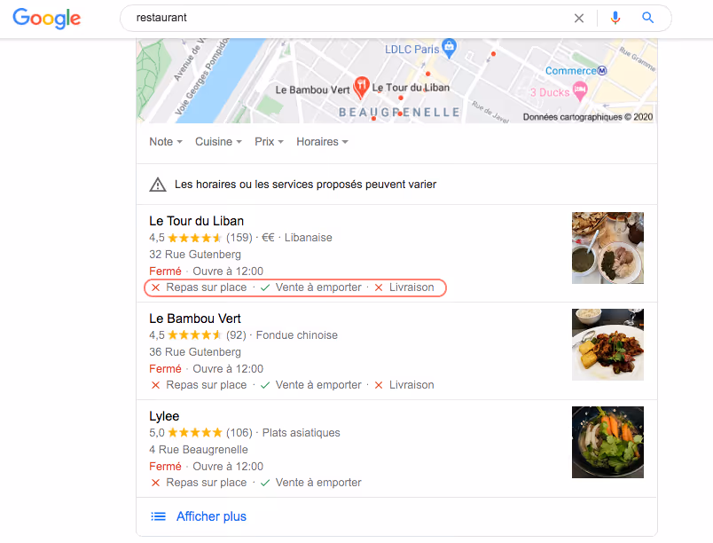 attributs restaurants