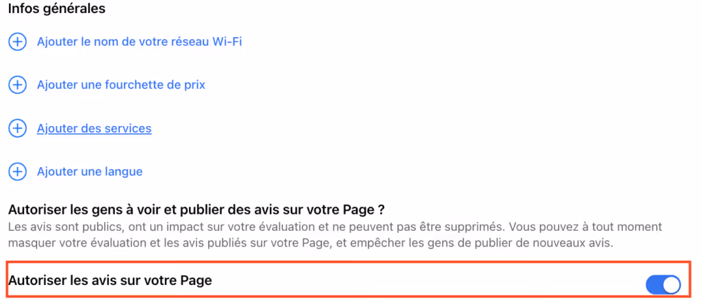 activer les avis facebook