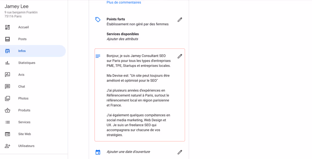 description google my business