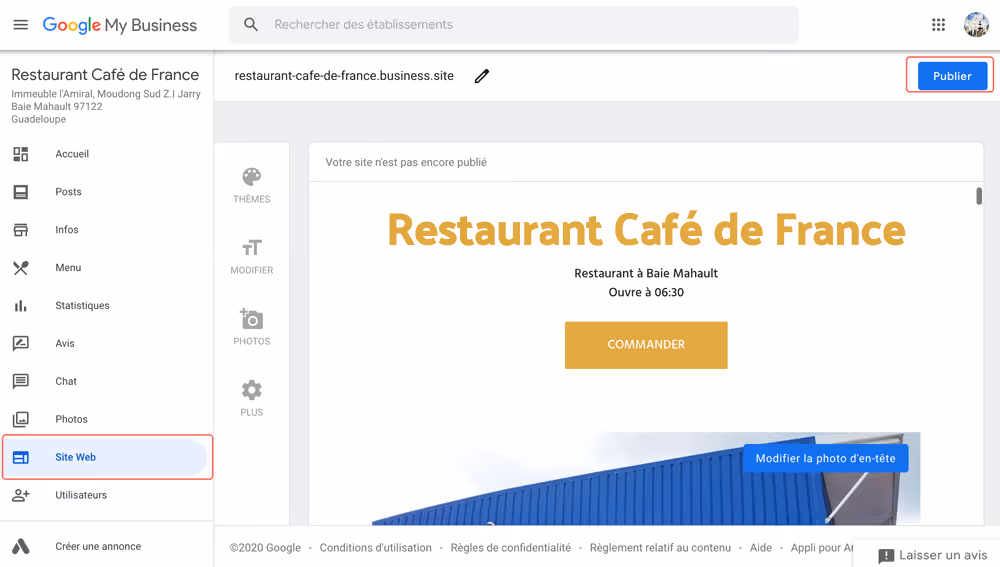 photo de couverture google my business