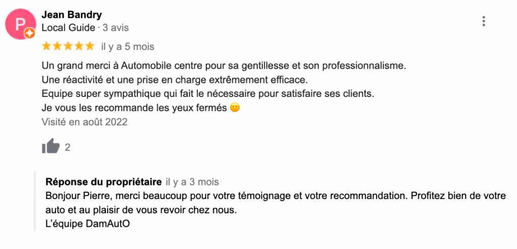 avis google concession automobile