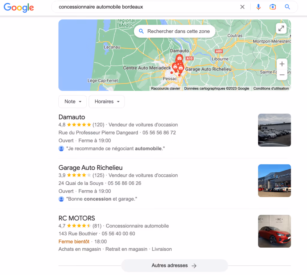 pack local concession automobiler