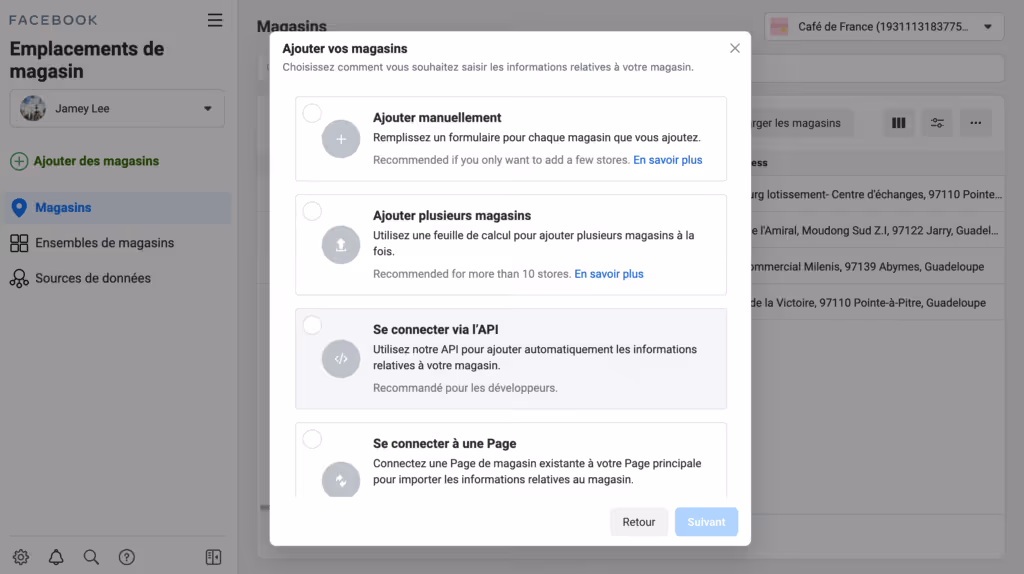 Créer des pages facebook lieux