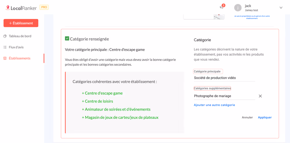 localranker catégories