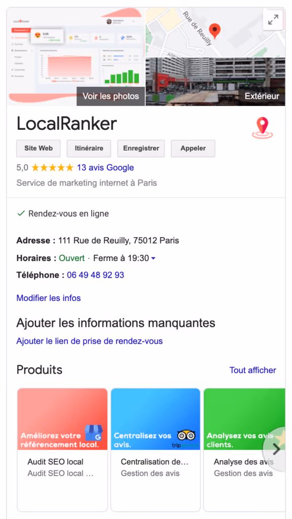 Fiche Google my Business