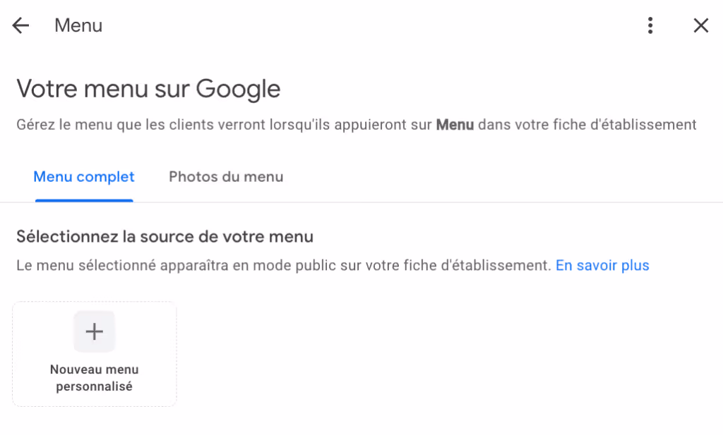 Menu Google My Business