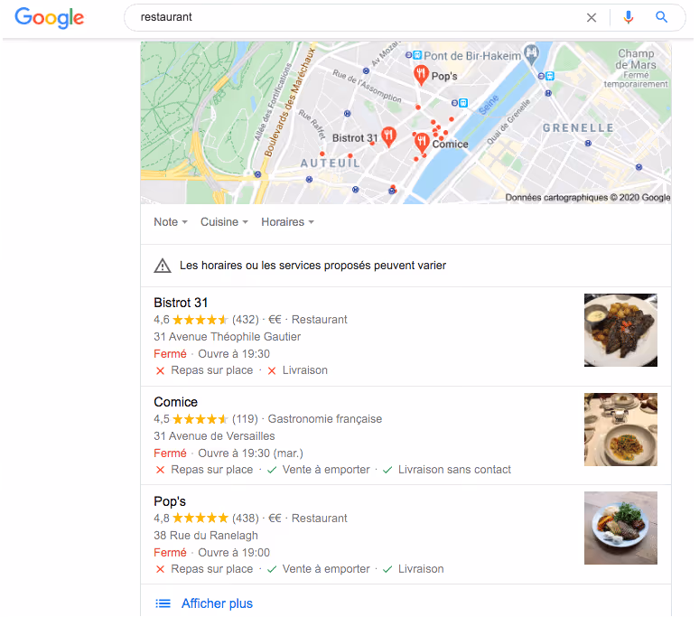 recherches Google locales