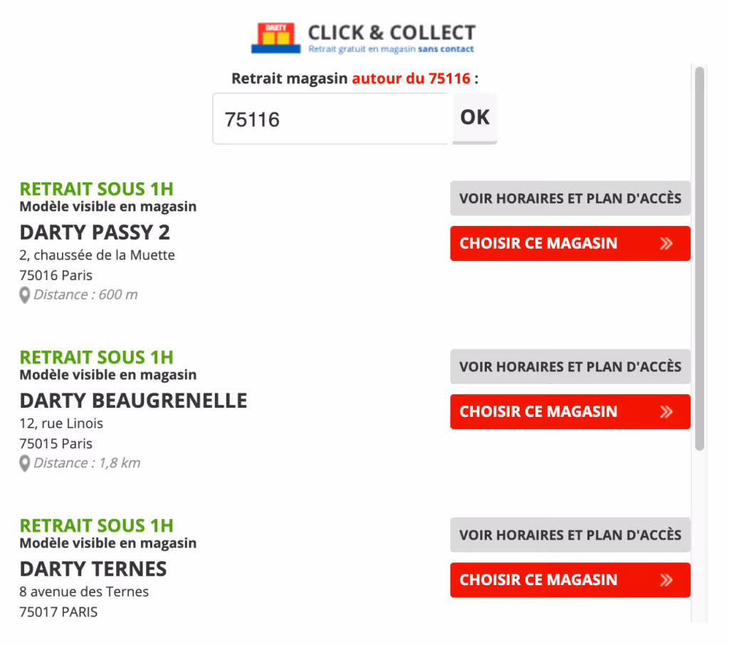 Product locator Darty
