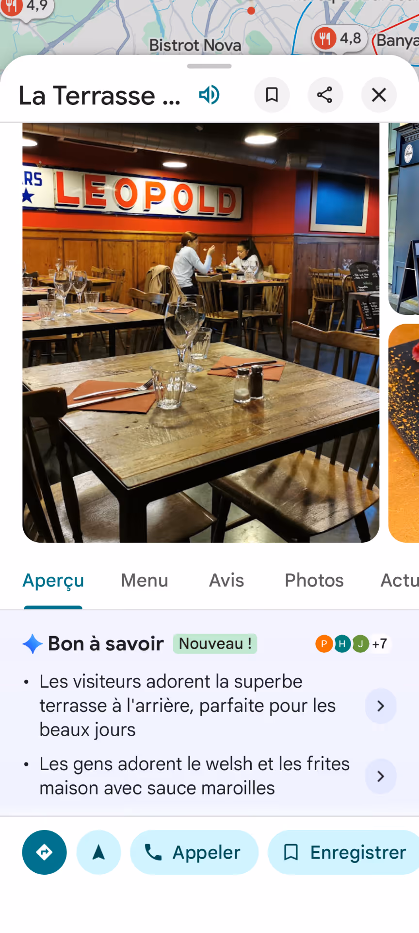 Section Bon à savoir pour un restaurant