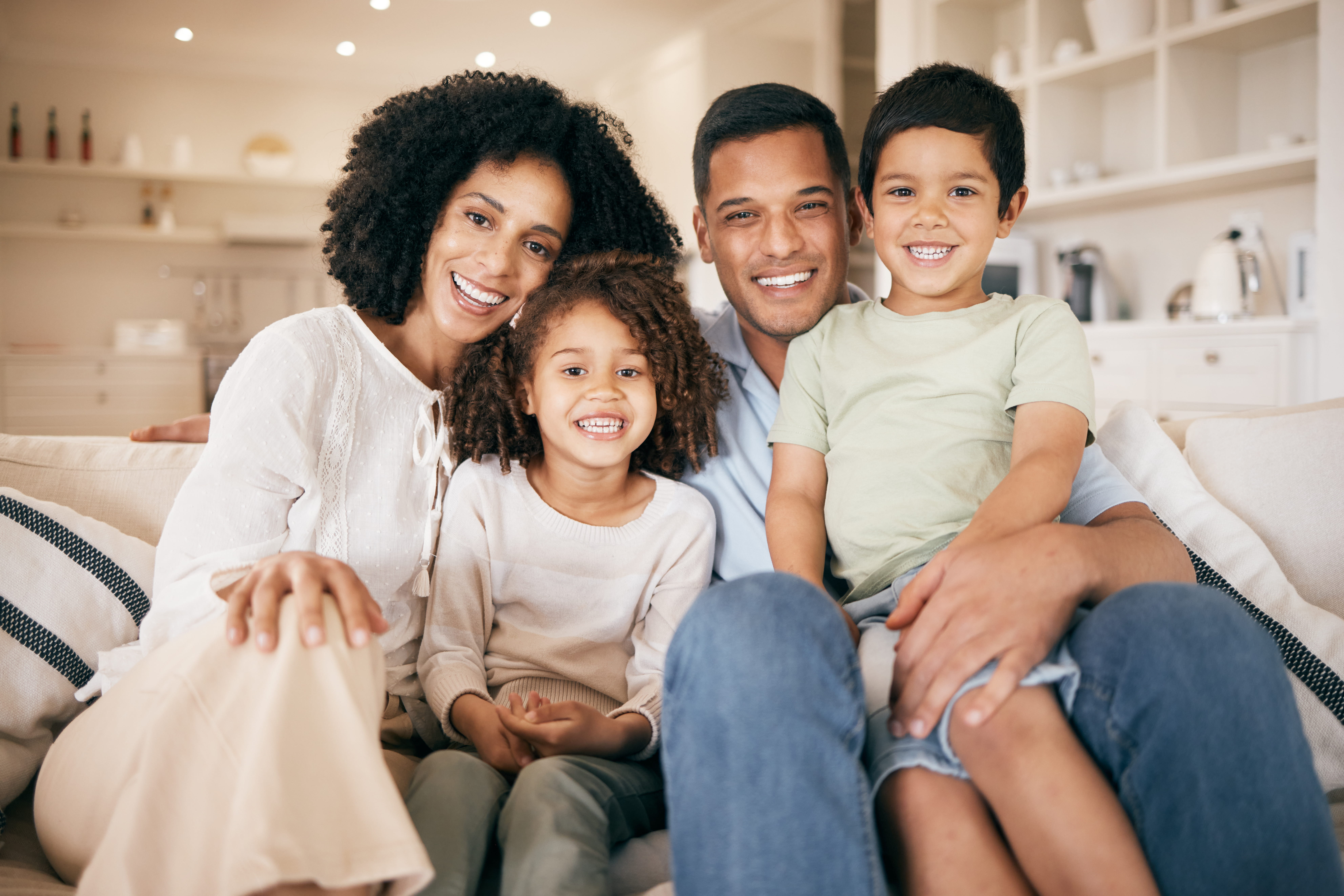 Family smiling stock image