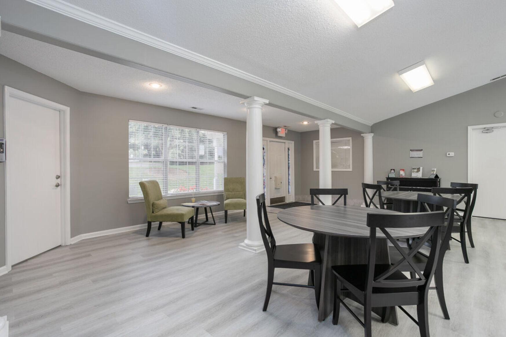 Clubhouse seating area with table and chairs 