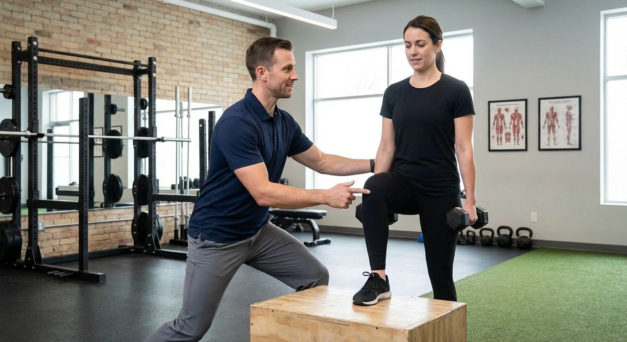  Patient working with a provider at a physical therapy clinic in Derry