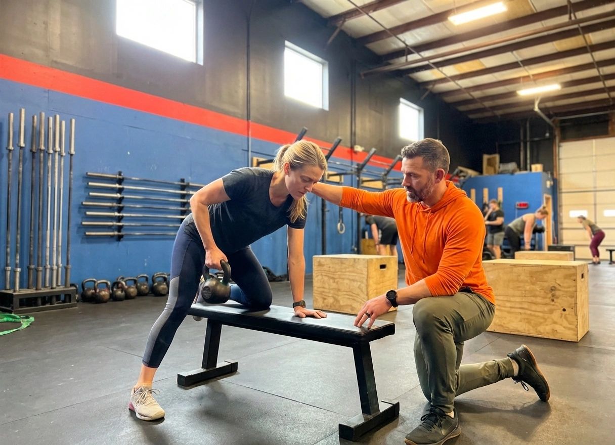  Patient working with a provider at a performance physical therapy clinic in Derry, NH during movement evaluation