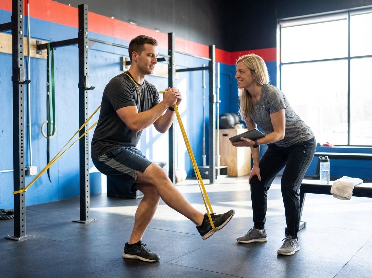 Patient working with a provider at a performance physical therapy clinic in Derry
