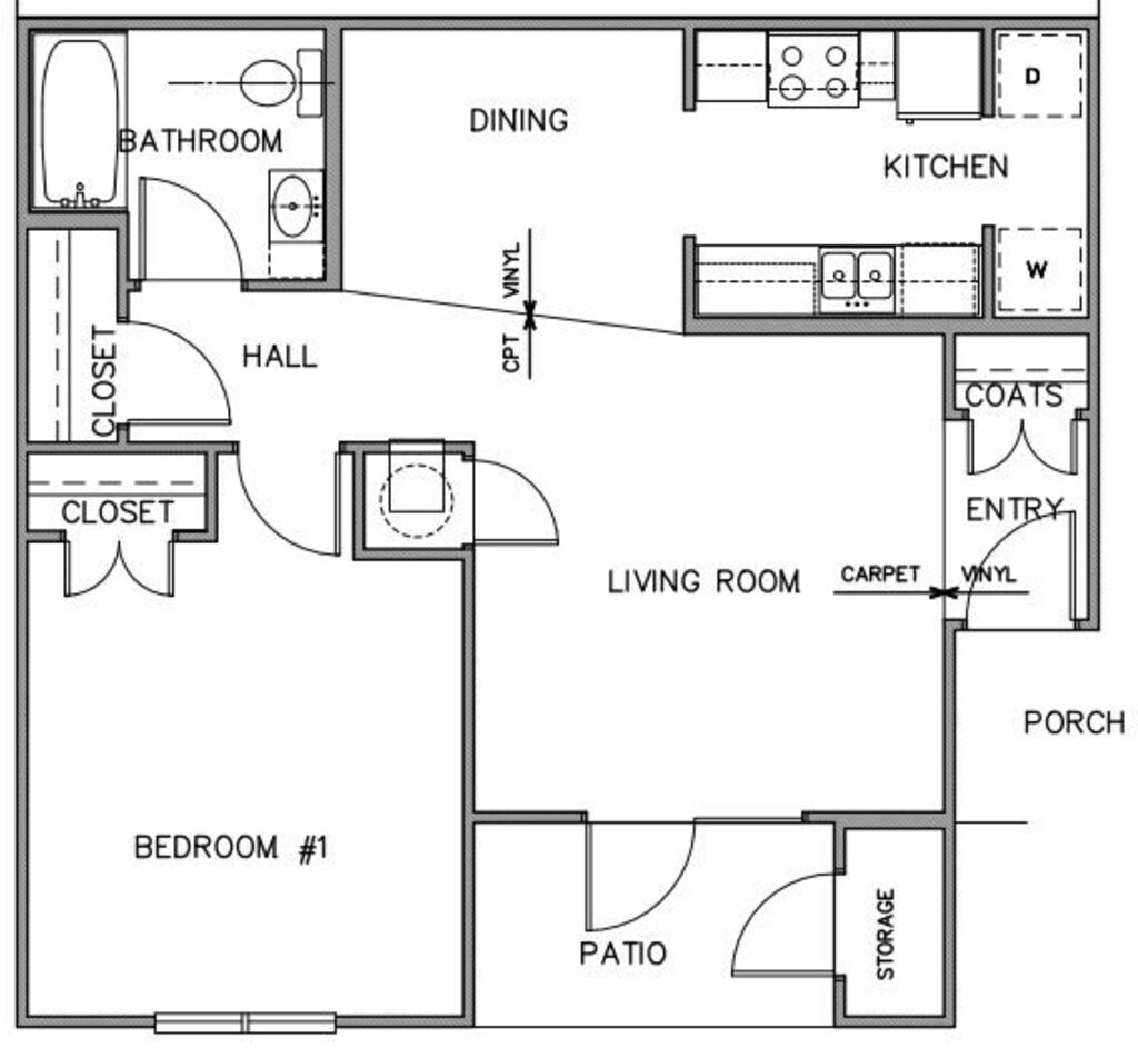 one bedroom floor plan layout