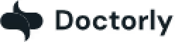 Doctorly brand logo with a speech bubble containing a stylized stethoscope.