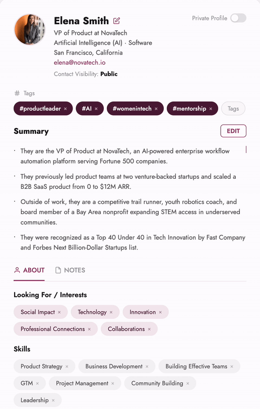 Nunchi AI-generated profile