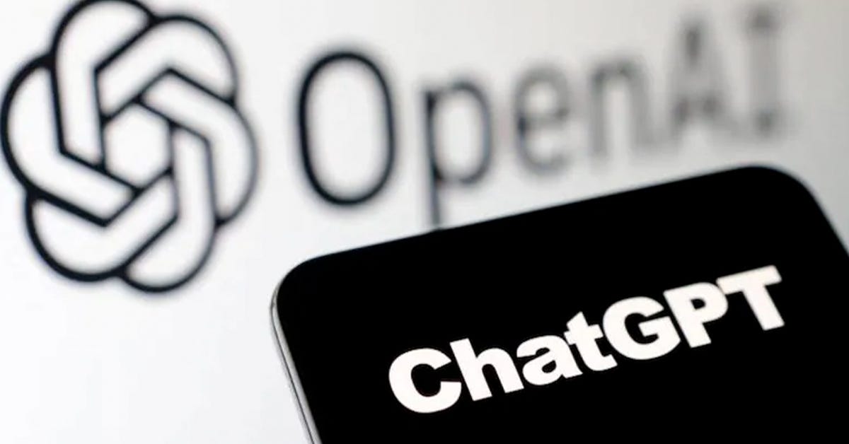 ChatGPT displayed on a smartphone in front of the OpenAI name and logo.