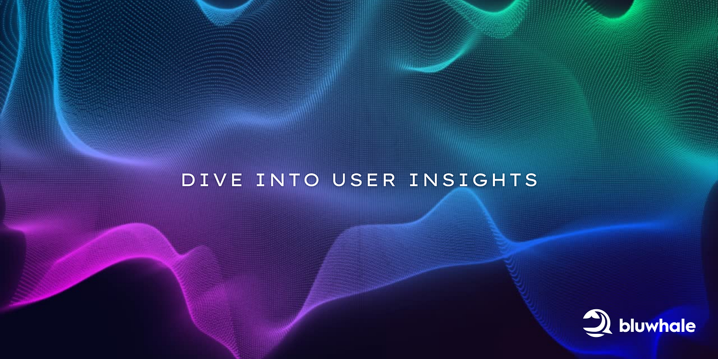 Multicolored flowing data waves with the phrase Dive into User Insights.