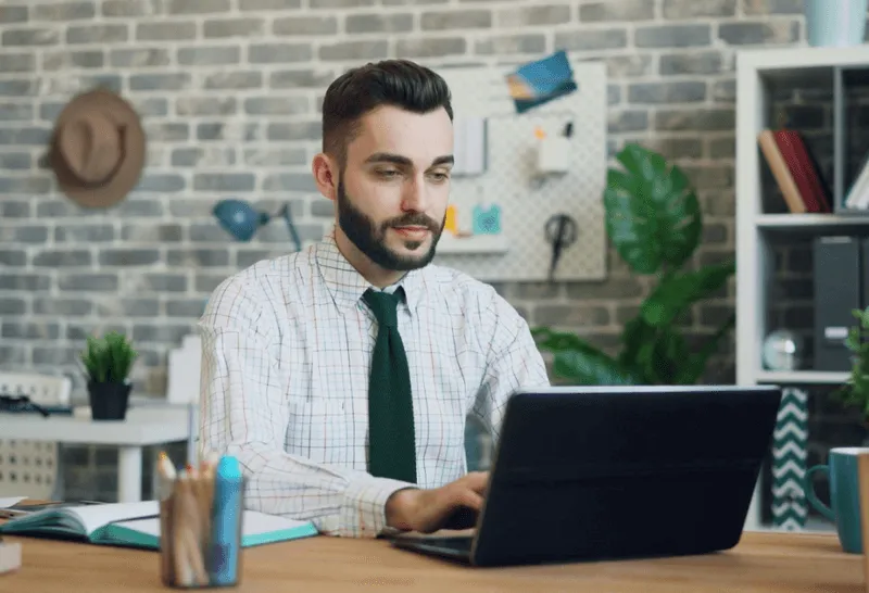 office worker working on his computer