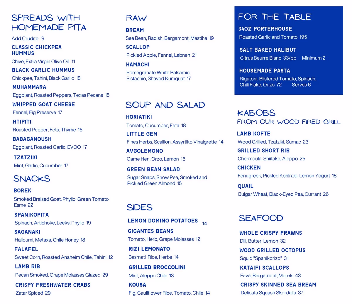Food Menu - Meraki Fort Worth