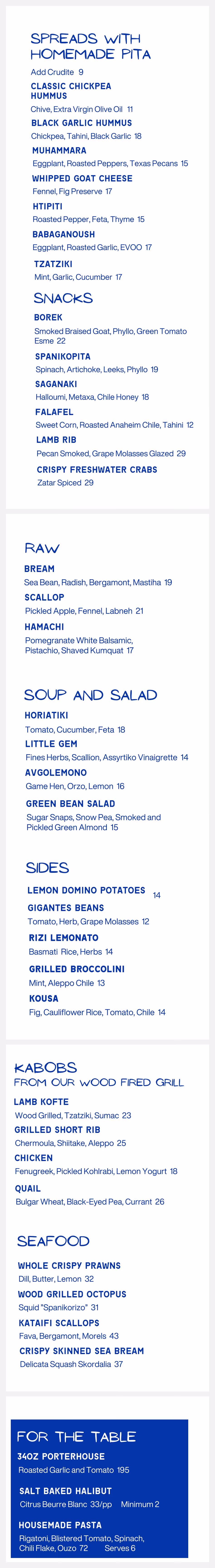 Food Menu - Meraki Fort Worth