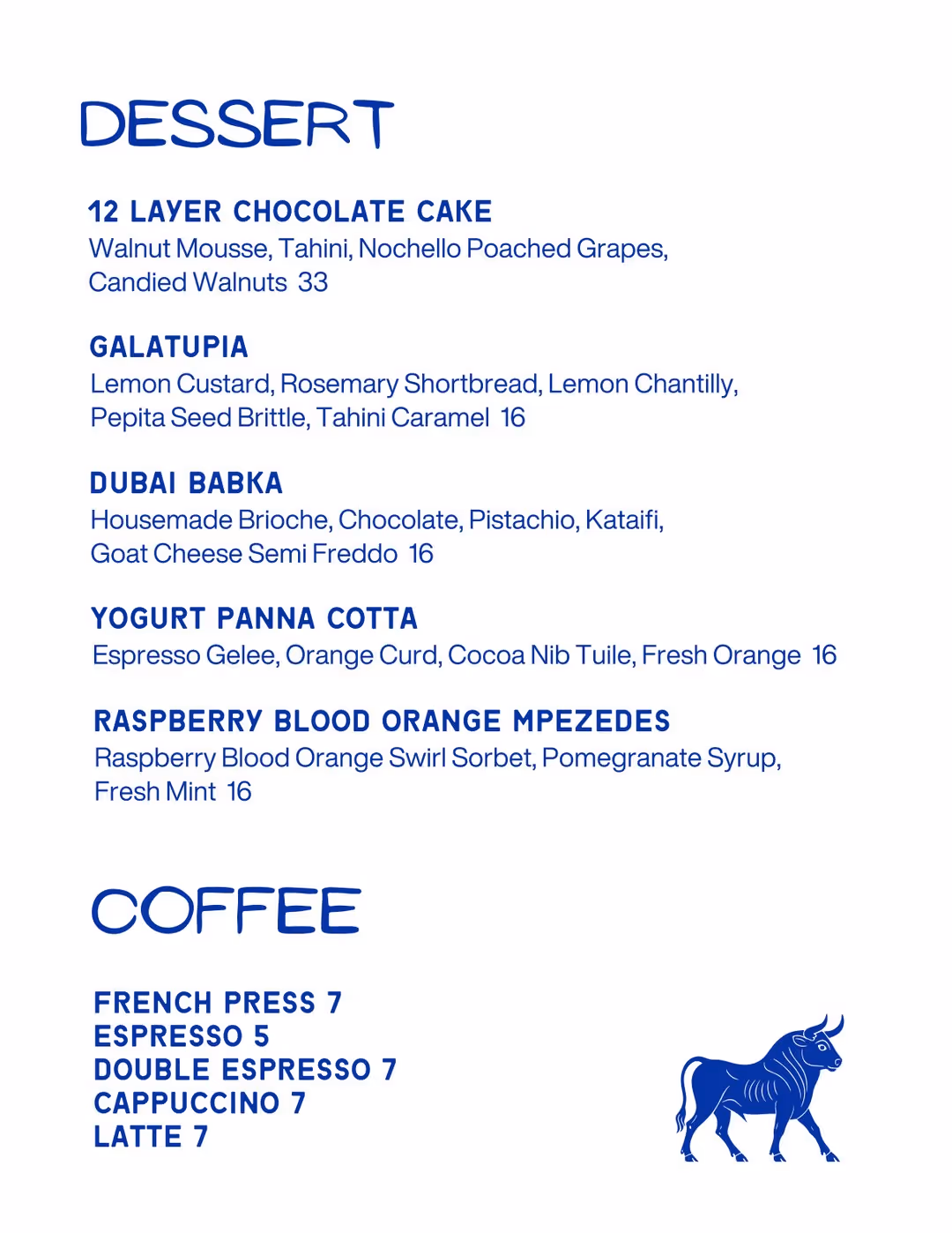 Dessert Menu - Meraki Fort Worth
