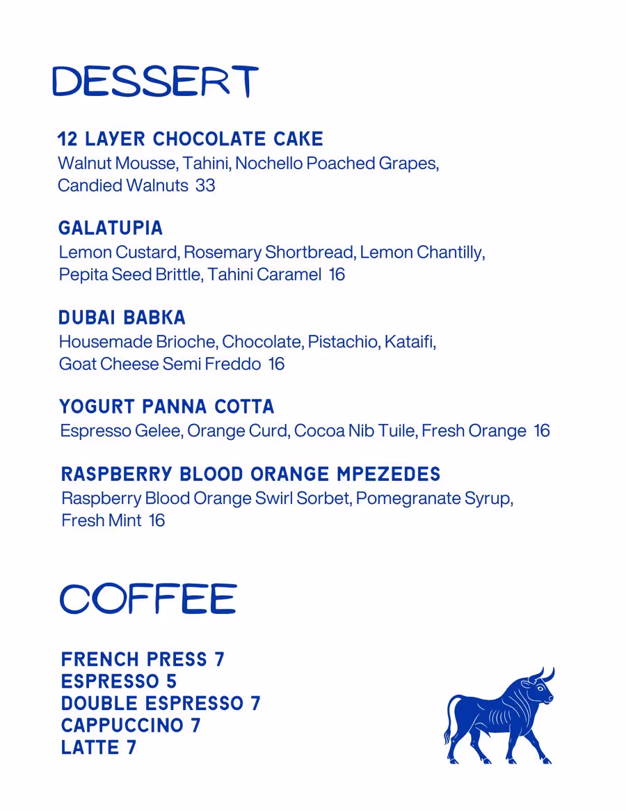 Dessert Menu - Meraki Fort Worth