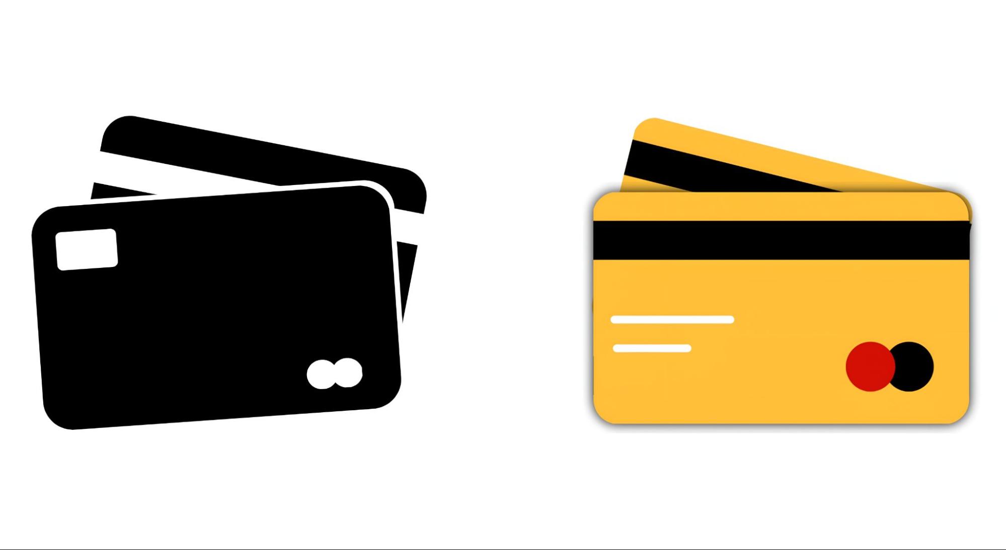 Credit Card Icons Set Black and Gold Payment Debit Card Illustration.