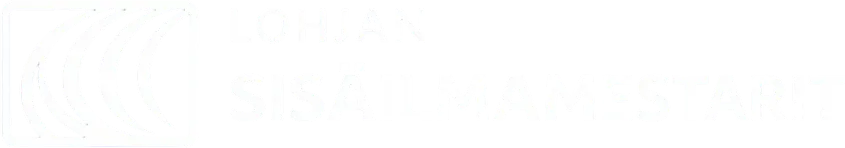 Valkoinen Lohjan Sisäilmämestarit -logo mustalla taustalla.