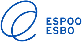 Espoon kaupungin logo, jossa on sininen "E"-kirjain ja teksti "ESPOO ESBO" sinisellä.