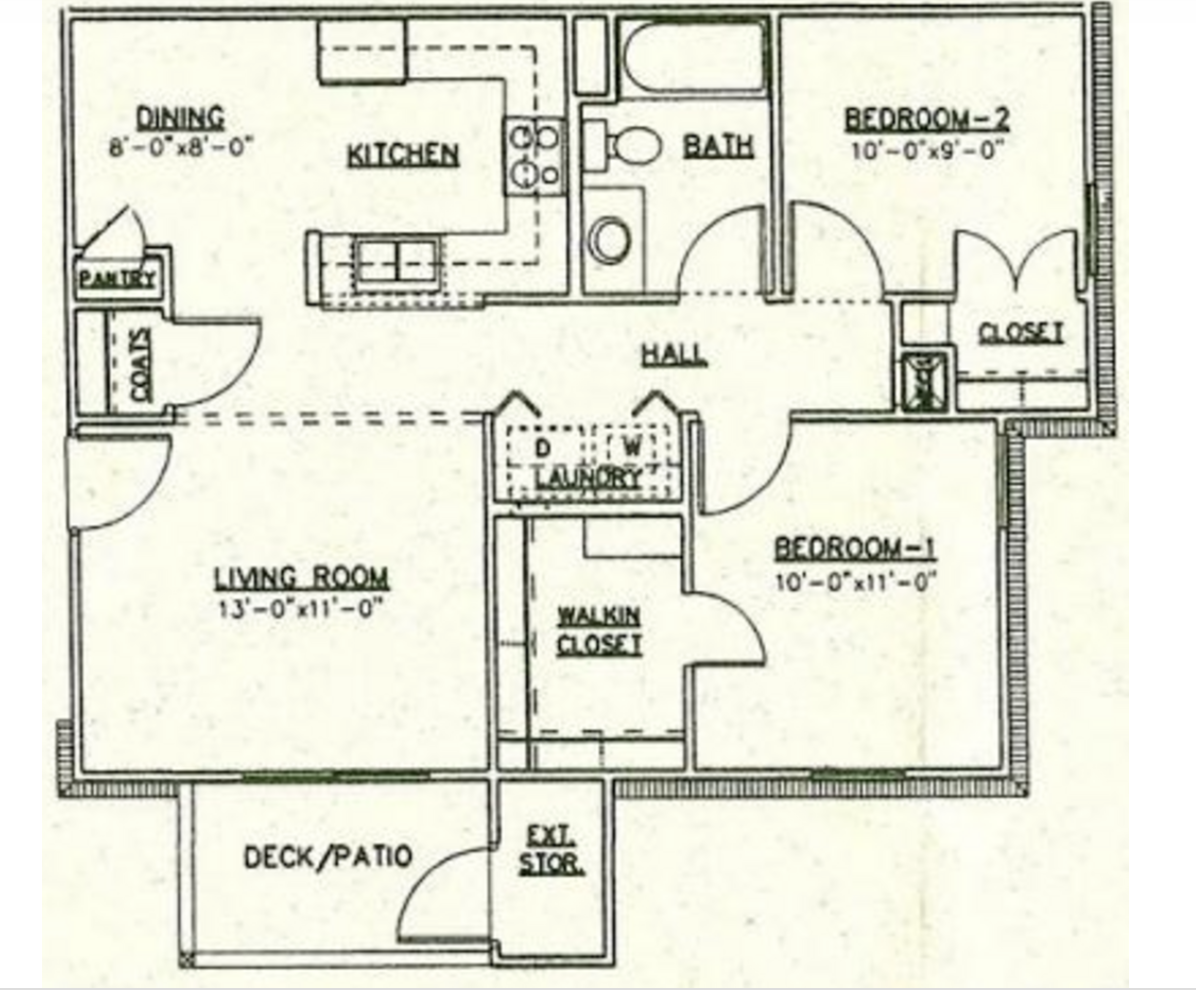 2 Bedroom floor plan layout