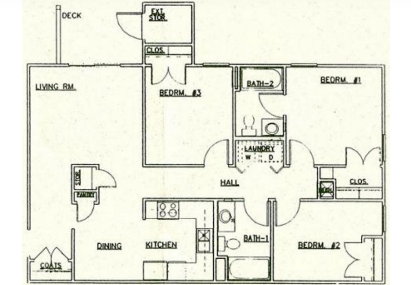 three bedroom floor plan layout